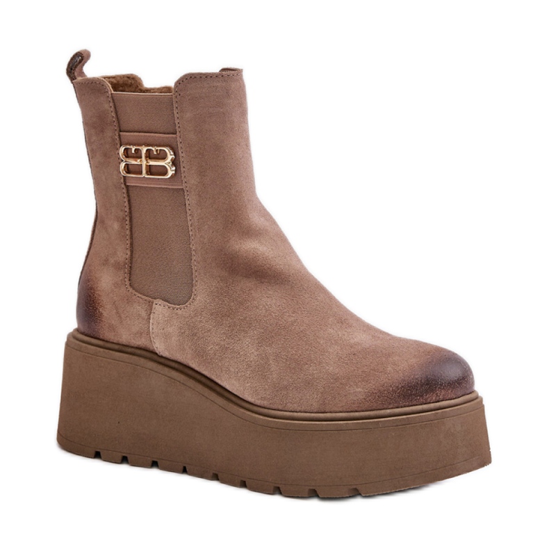 Botas plataforma femininas Zazoo Beige bege