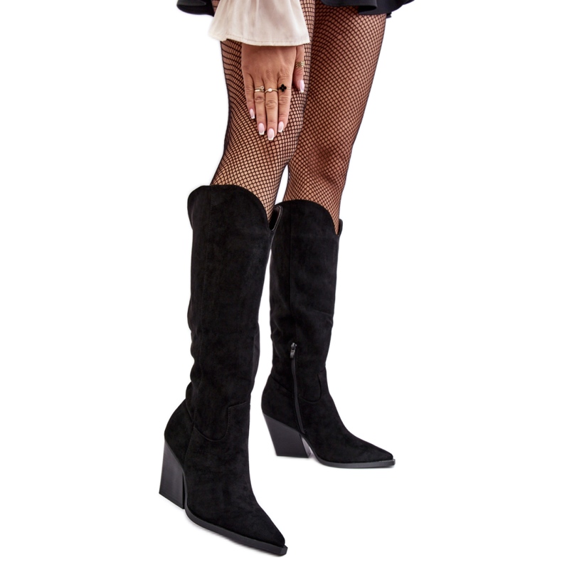 Botas de cowboy femininas negras preto