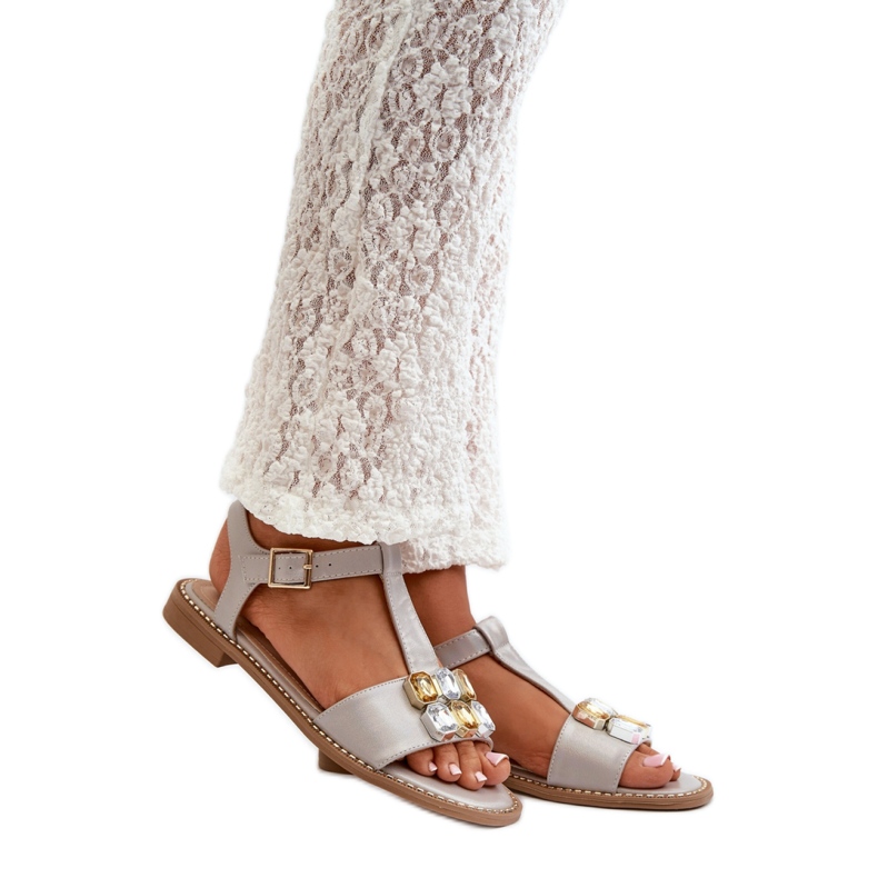 S. BARSKI Sandálias femininas com detalhes decorativos S.Barski bege