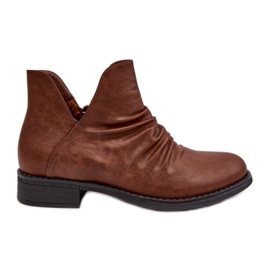 Botins femininos castanhos com folhos marrom