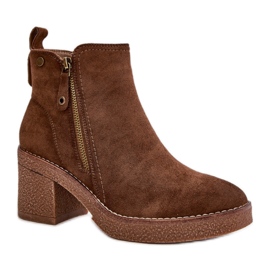 Botins de salto alto castanhos para mulher marrom