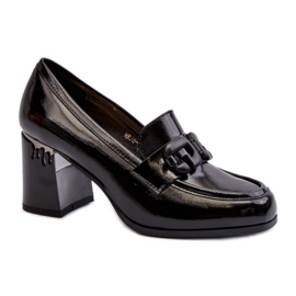 S.Barski Sapatos femininos de salto alto, lacados pretos