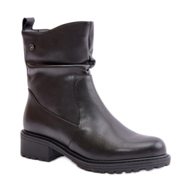 Botins femininos com parte superior com babados Preto