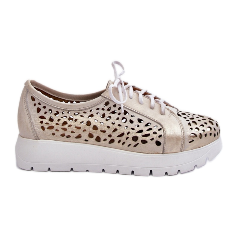 Sapatos femininos de couro Zazoo Gold dourado