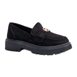 Sapatos mocassim com detalhe dourado Preto Sapatos mocassim com detalhe dourado Preto