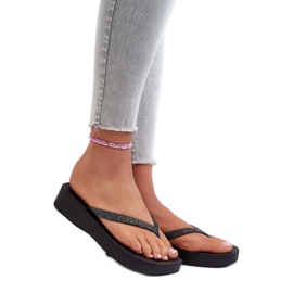 Ipanema Chinelos com listra preta brilhante preto