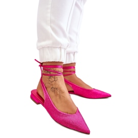 Sapatilhas amarradas com strass fúcsia rosa