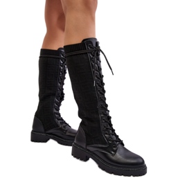 Botas femininas com cano elástico Preto Botas femininas com cano elástico Preto