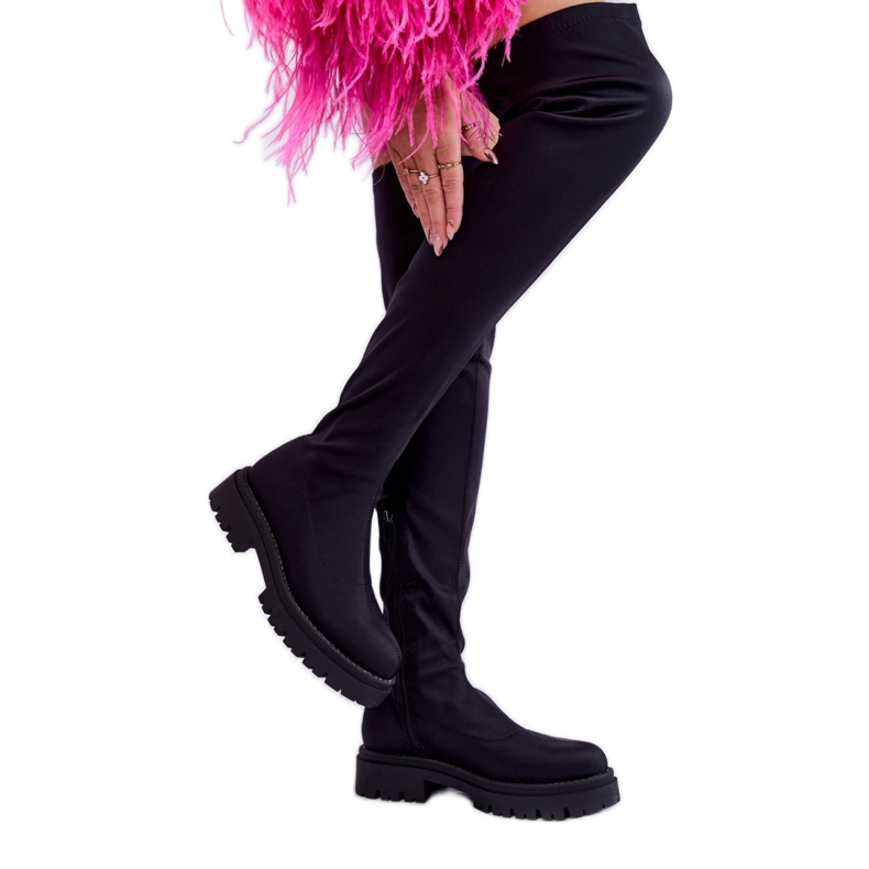 Botas femininas acima do joelho Preto