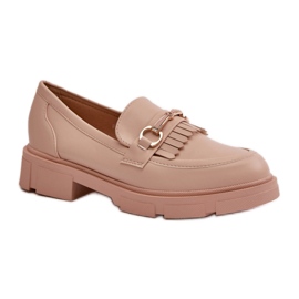 Mocassins femininos com decoração bege Mocassins femininos com decoração bege