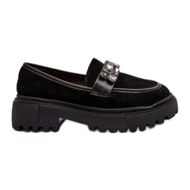 Mocassins femininos com pulseira preta decorativa preto