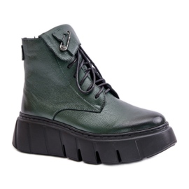 Zazoo Botas femininas com plataforma verde escuro