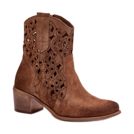 Lewski Botins de camurça com parte superior vazada marrom