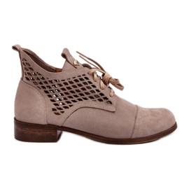 Botins femininos Zazoo Beige com parte superior vazada bege