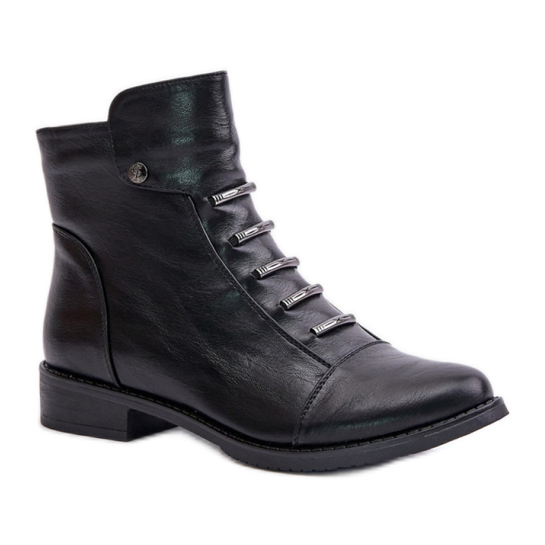 Jezzi Botas femininas isoladas com salto plano, pretas preto Jezzi Botas femininas isoladas com salto plano, pretas preto