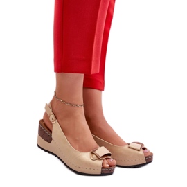 Sandálias de cunha femininas bege