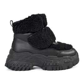 Seastar Botas de neve plataforma pretas com pele de tosquia preto
