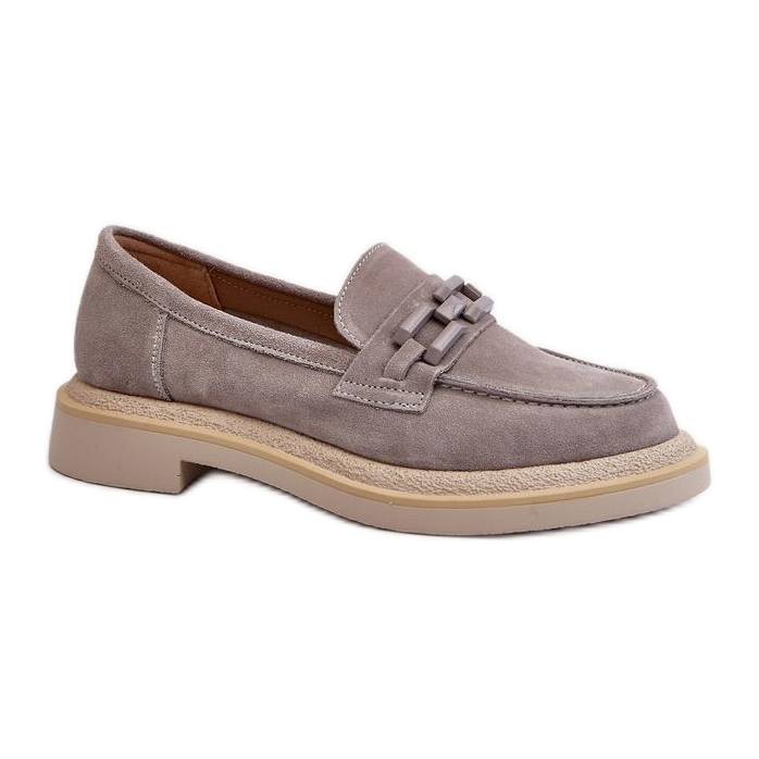 S. BARSKI Mocassins femininos com decoração cinza