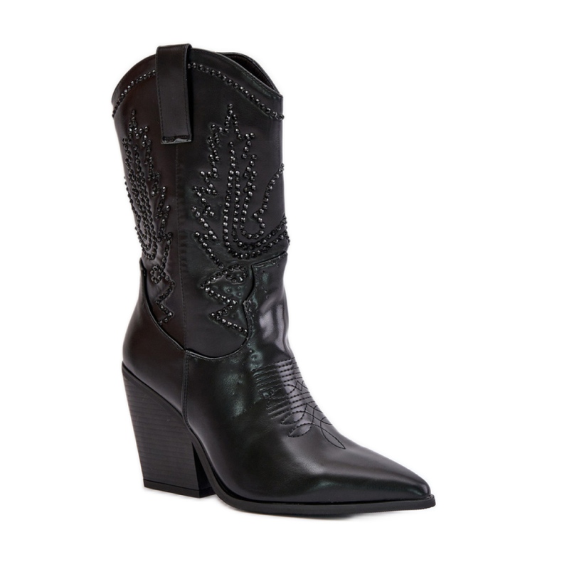 Botas de cowboy femininas negras preto