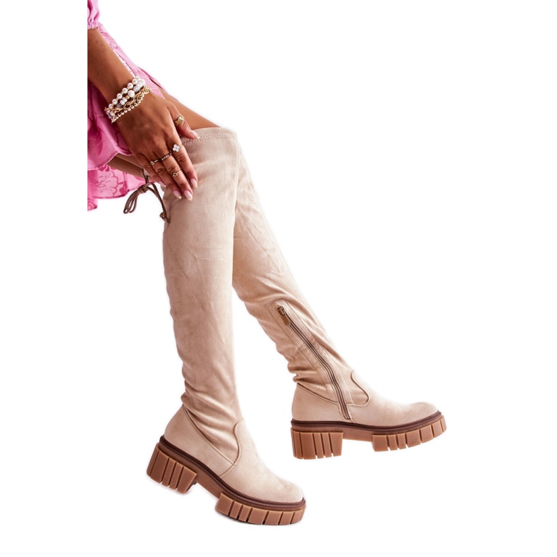 Step in style Botas Modelo Cheera UK105P Bege Claro - Entre com estilo