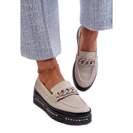Step in style Mocassins Modelo S.Barski LR618 Bege - Entre com estilo
