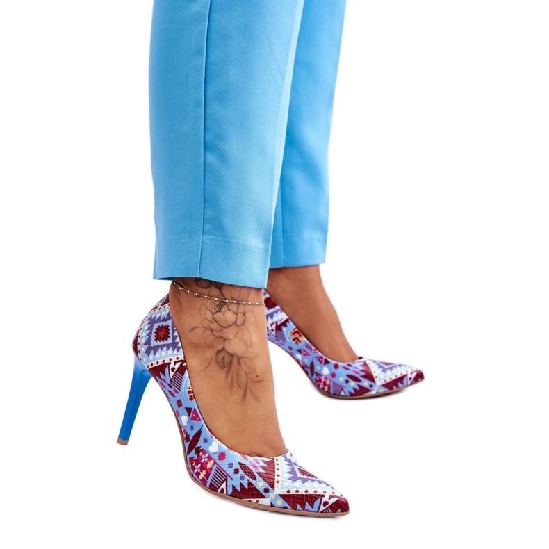 Step in style Sapatos de Salto Alto Modelo Lewski 2659 Azul/Vermelho - Entre com estilo multicolorido