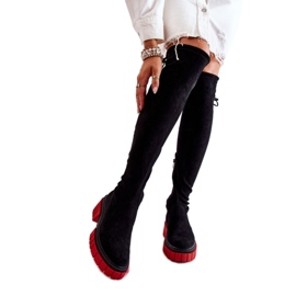 Step in style Botas Modelo Cheera UK105P Camurça Preta/Vermelho - Entre com estilo preto Step in style Botas Modelo Cheera UK105P Camurça Preta/Vermelho - Entre com estilo preto