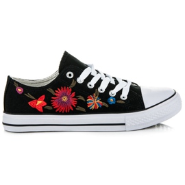 Tênis com cadarço com patches preto Tênis com cadarço com patches preto