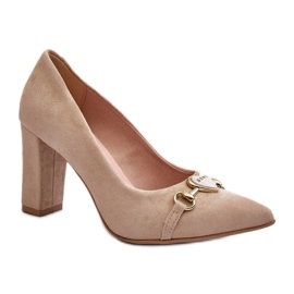 Step in style Scarpin Modelo Zazoo 2453/OS Cappuccino Suede – Entre com estilo bege