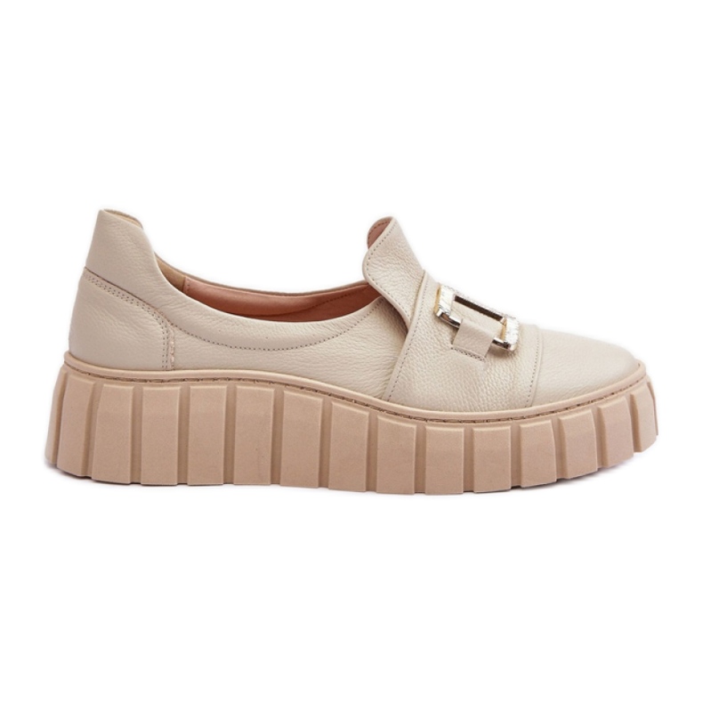 Step in style Sapatos Modelo Lewski 3398 Bege Decoração brilhante - Entre com estilo