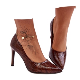 Sapatos de salto alto modelo Lewski 2659 Marrom Wąż - Step in style castanho