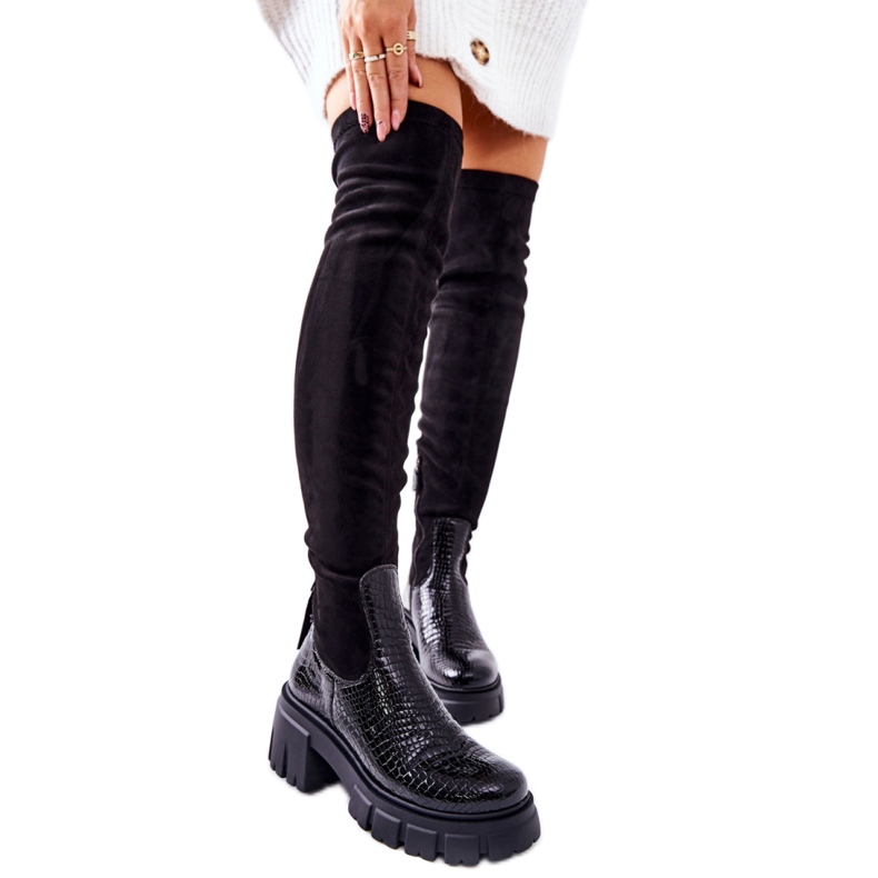 Step in style Botas Modelo Maciejka Krokodyl 05260-01 Pretas - Entre com estilo preto