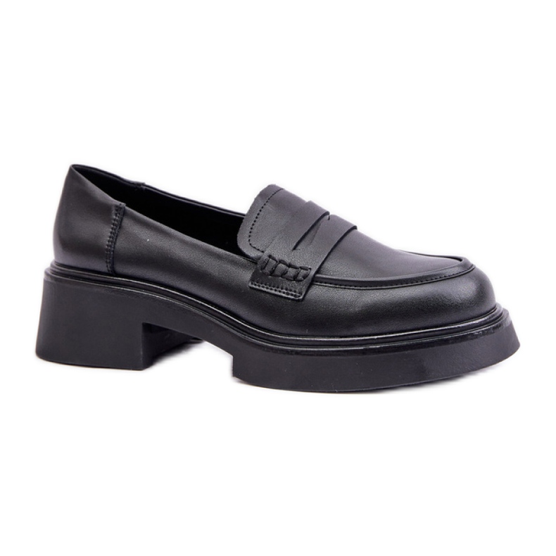 Mocassins femininos D&amp;A em couro preto natural