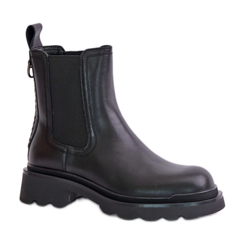 Botas femininas em couro preto natural