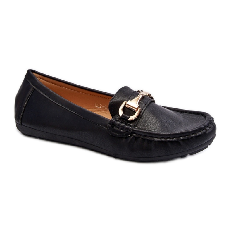 Mocassins femininos com decoração preta preto