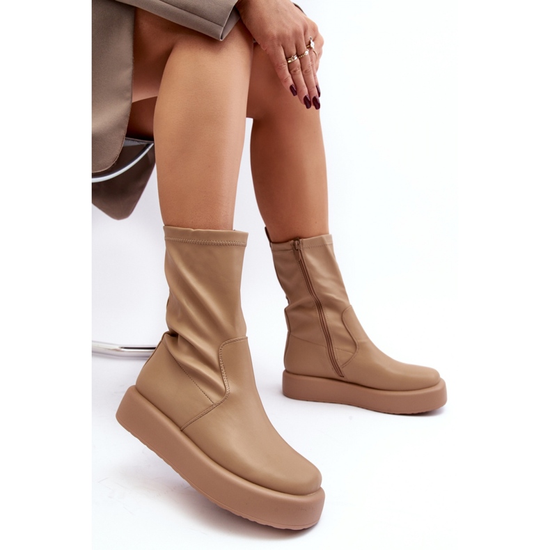Step in style Botas Modelo Algedi Y2195 Bege - Entre com estilo