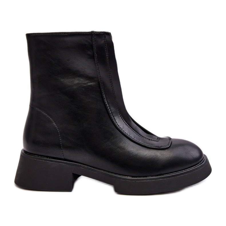 Botas femininas negras de salto baixo preto