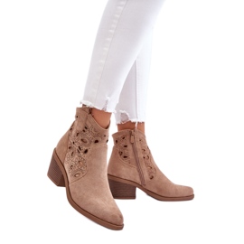 S. BARSKI S.Barski Botas de cowboy bege com aberturas