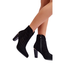 Botins femininos com parte superior com zíper preto