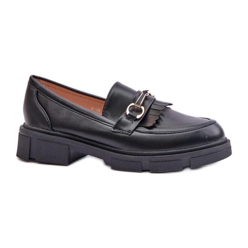 Mocassins com franjas pretas preto Mocassins com franjas pretas preto