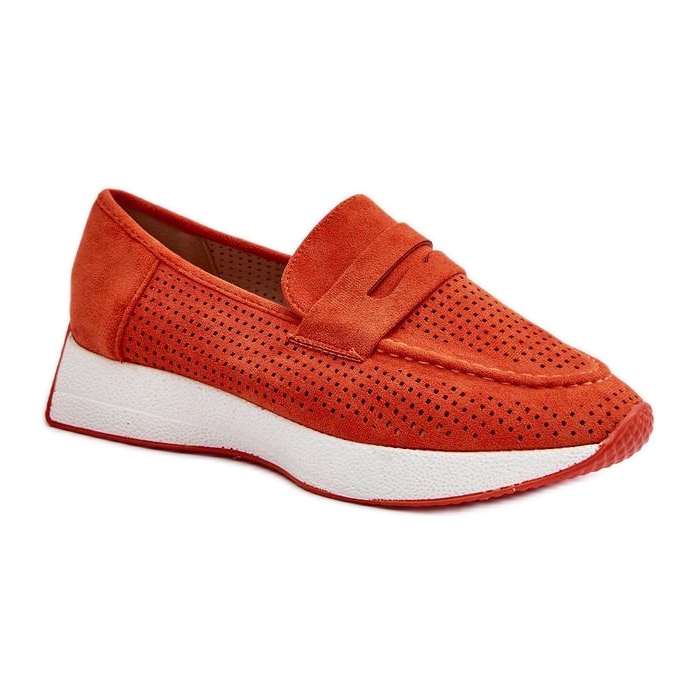 Mocassins laranja vazados