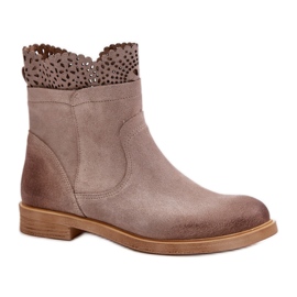 Botins com renda, modelo Lewski Cappuccino bege