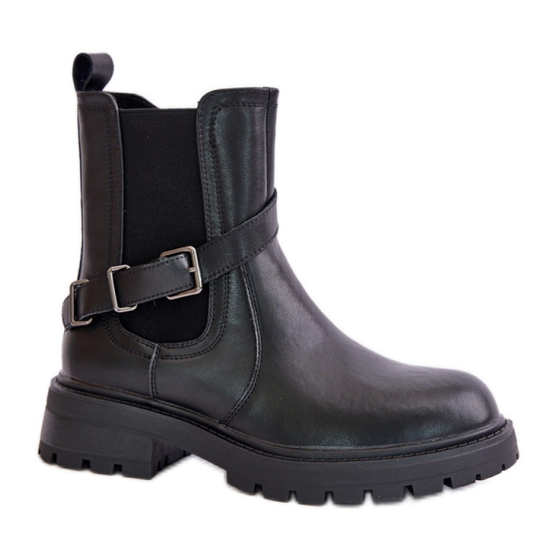 Botas Chelsea femininas Sergio Leone TR719-S com fivela, pretas preto Botas Chelsea femininas Sergio Leone TR719-S com fivela, pretas preto