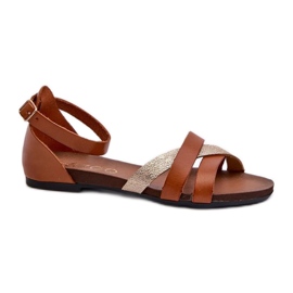 Sandálias com tira decorativa Zazoo 40225 castanho marrom