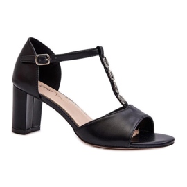 Sandálias com enfeites 24SD98-7148 pretas preto