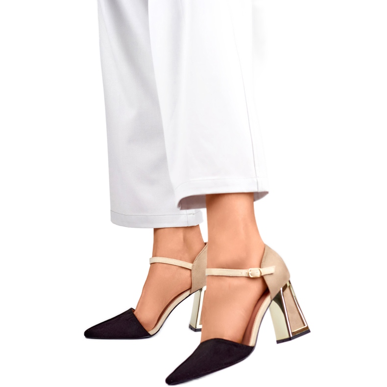 Sandálias femininas 8338-268B bege e preta preto