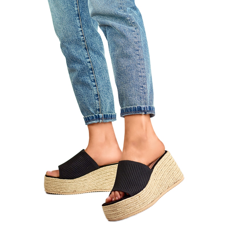 Chinelos de cunha alta 7237B preto