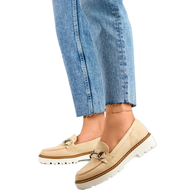 Sapatos femininos com decoração GQ97BE, bege