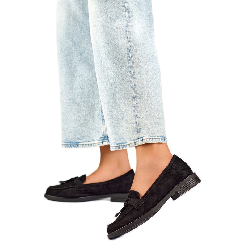 Sapatos femininos com laço 24-12369B pretos