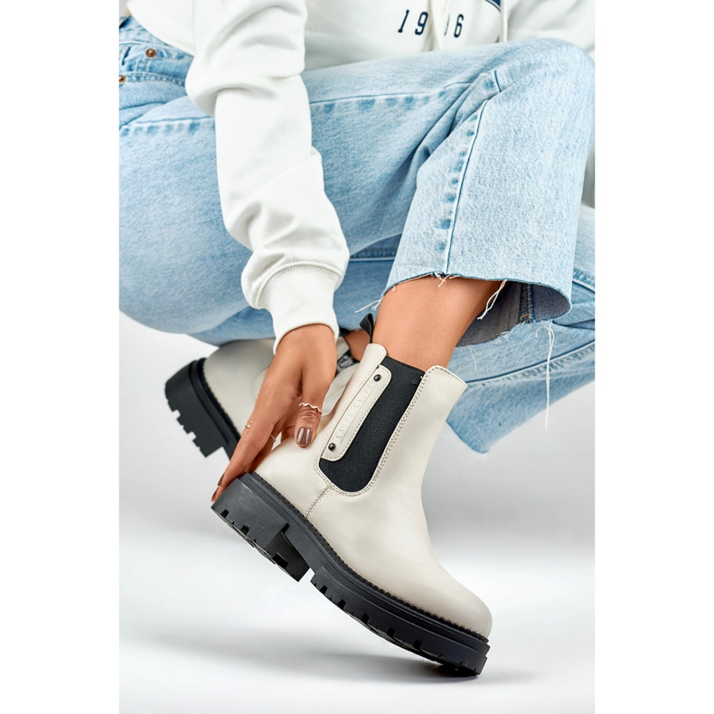 Botas Chelsea Modelo 250004BE-PU Bege Claro - PRIMO